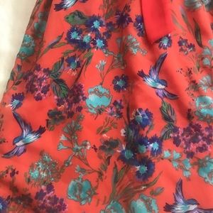Floral Orange Sleeveless Dress - Size Large